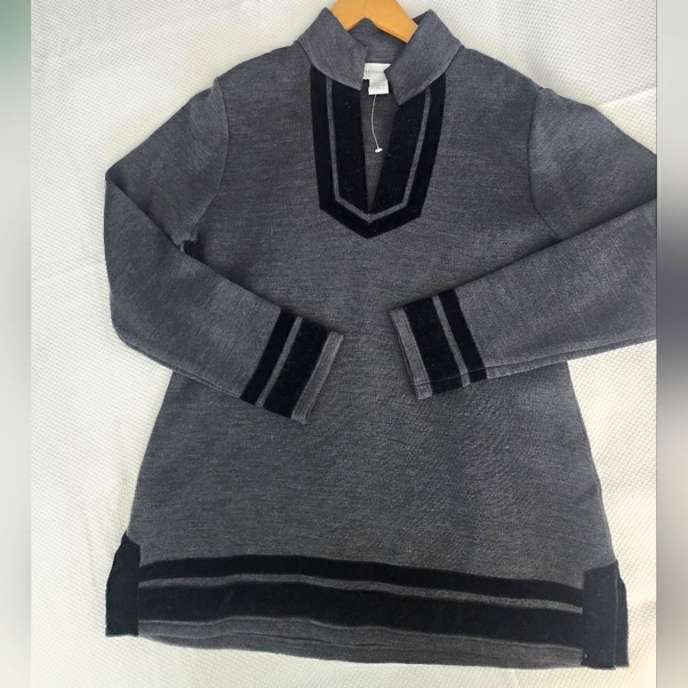 Soft surroundings tunic style mandarin collar neck sweater